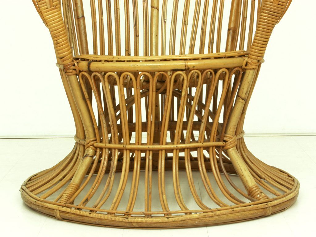 Vintage wicker lounge chair, italian 1950s