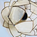 Vintage mother-of-pearl and brass flower wall lamp