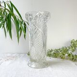 Vintage glass vase with geometric pattern