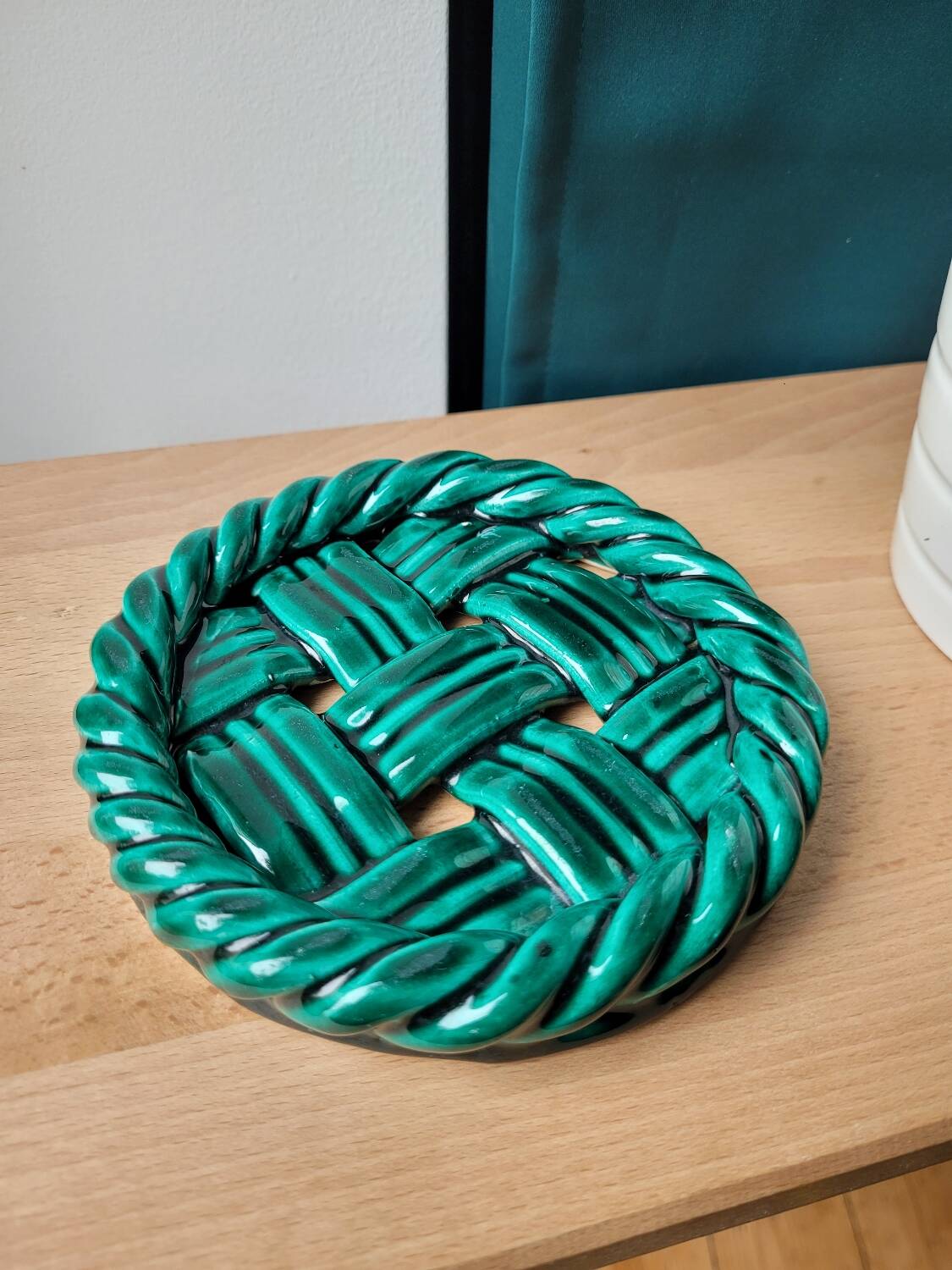 Vallauris glazed porcelain bottle coaster