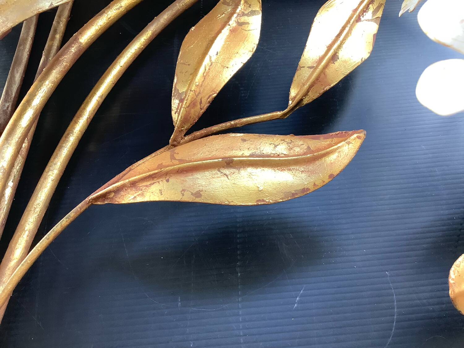 Hans Kogl 2 Vintage Wisteria Floral Wall Sconces with Gold Leaf Finish, 4 Lights