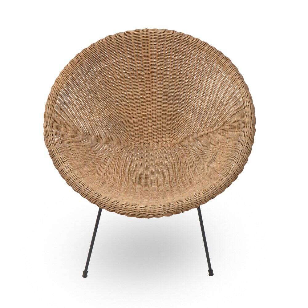 Woven rattan armchair, 1950s
