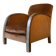 Art Deco club armchair in wood and rust brown velvet, circa 1930.