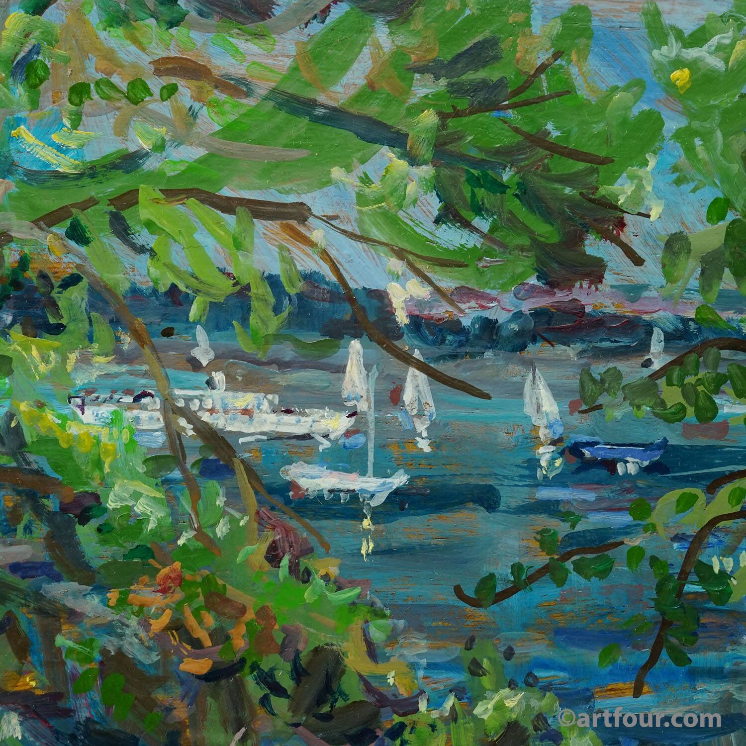 Oil painting by Alexander Michael - Chiemsee near Mittendorf 1990