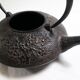 Antique cast iron teapot decorated