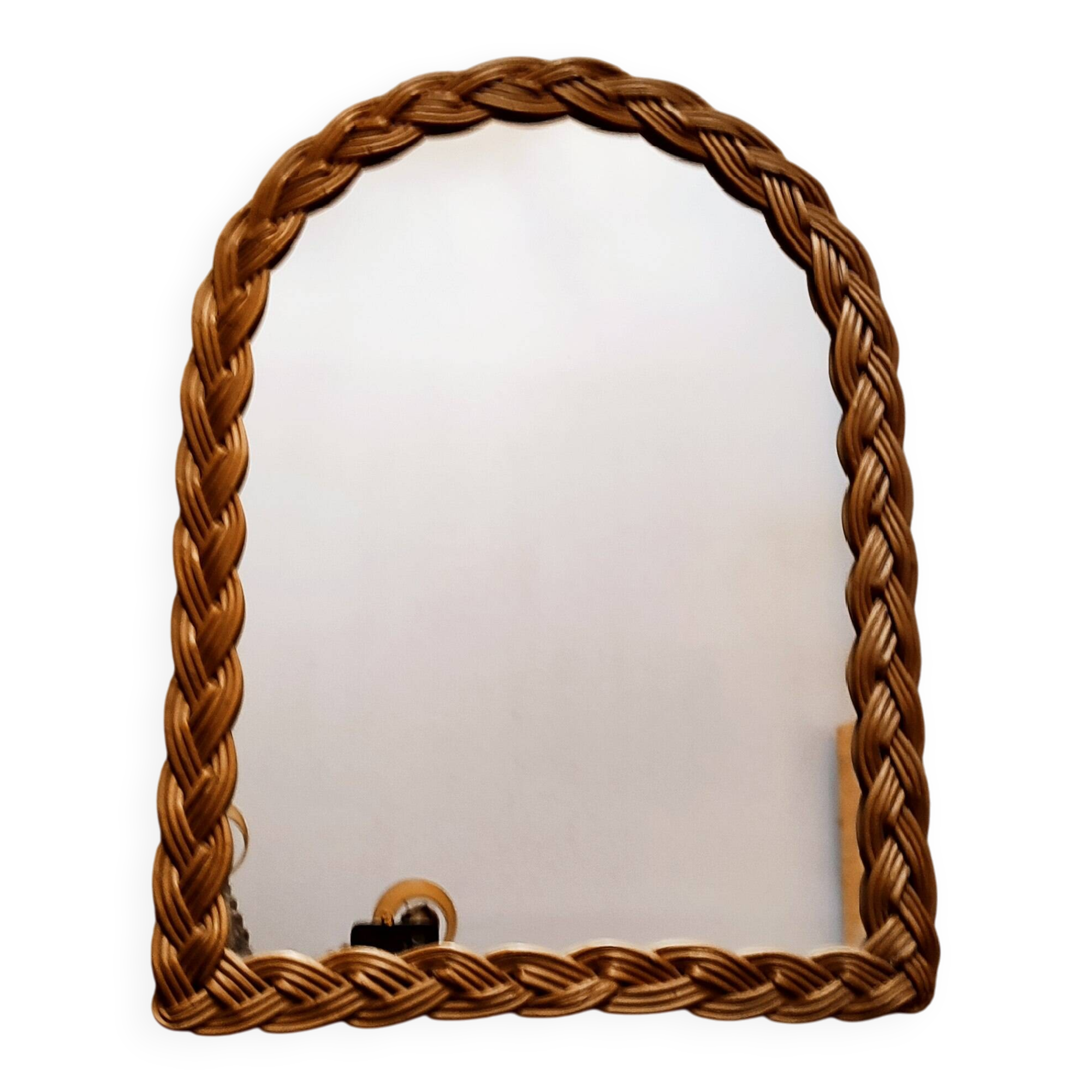 Woven rattan mirror