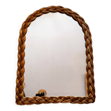 Woven rattan mirror