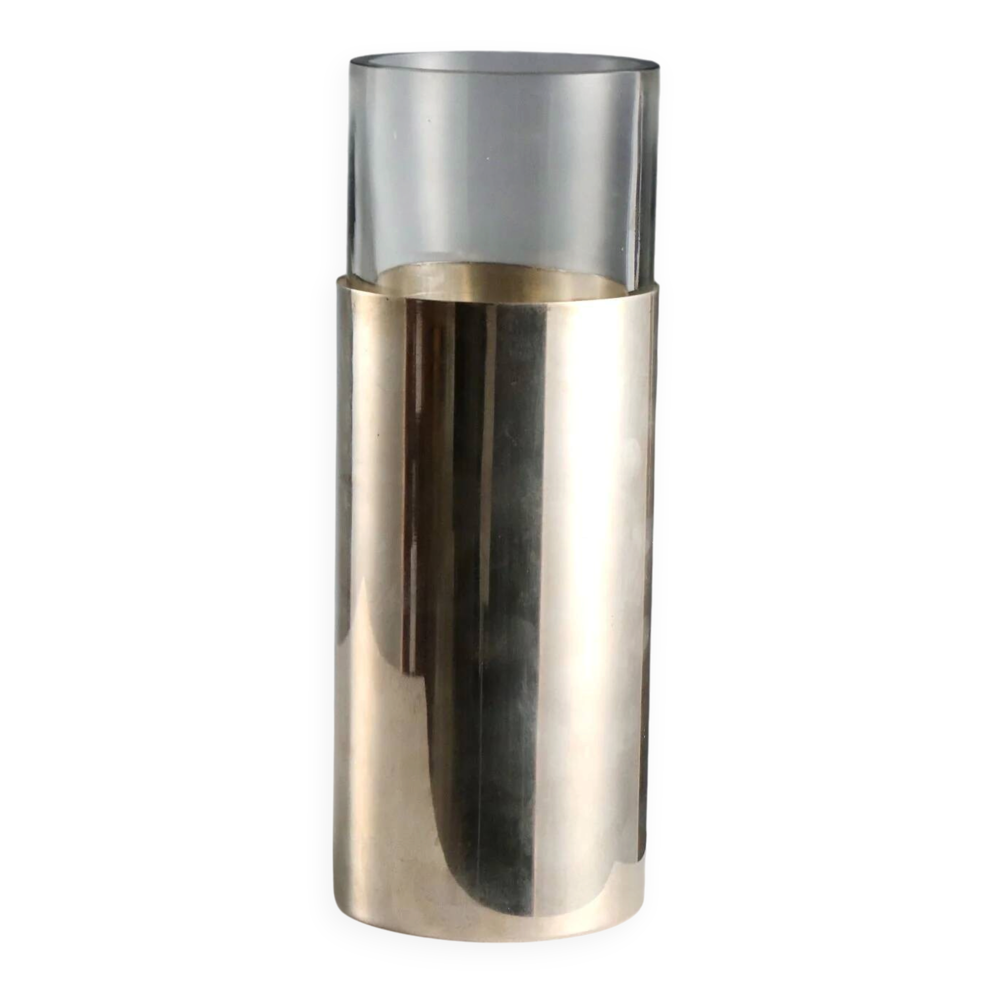 Vintage crystal and silver vase, Italy, mid-20th century.