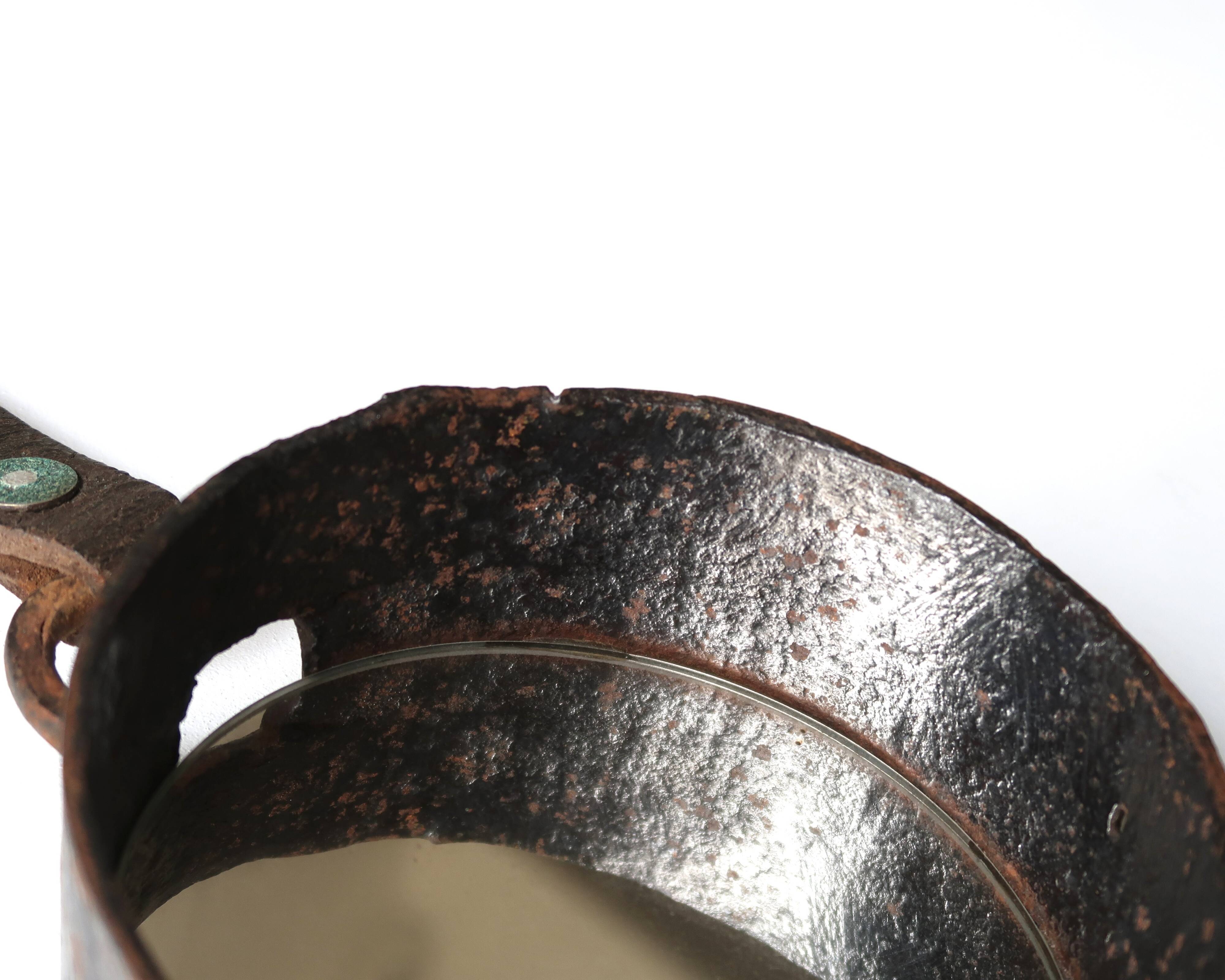 Round wrought iron metal mirror, 1950s