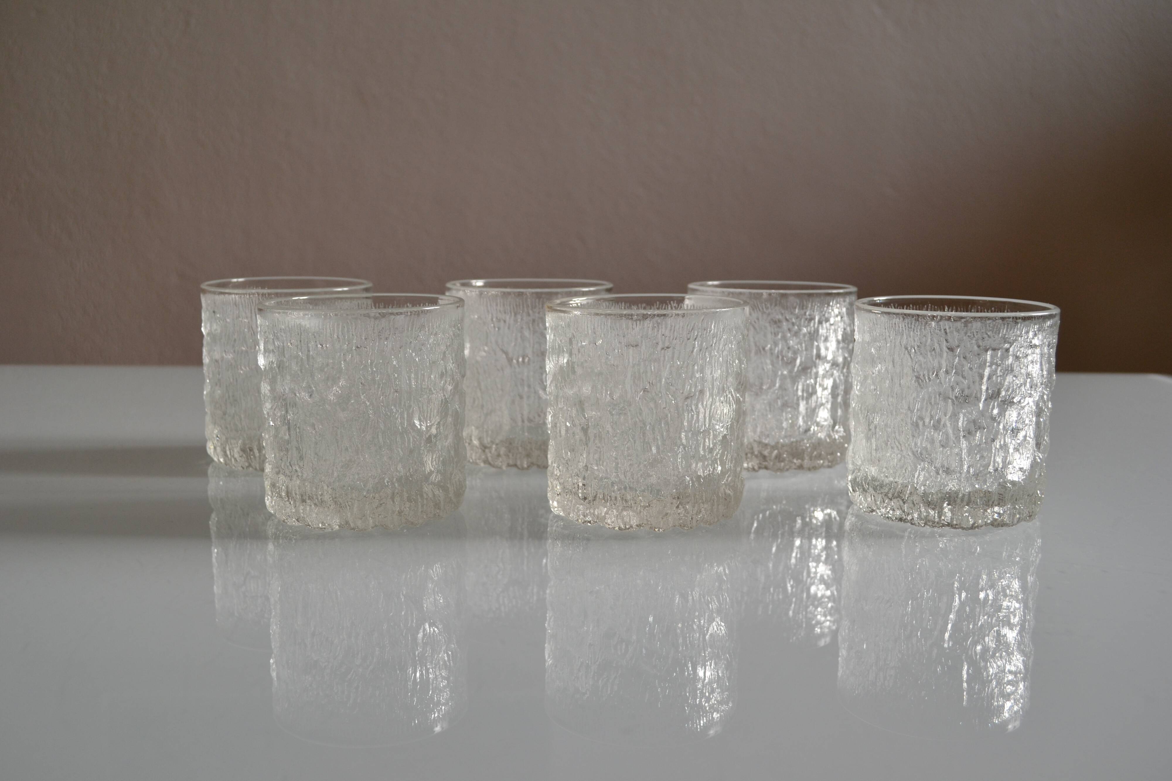 set of 6 vintage textured glasses 1980 by Charlotte Hutte @ Goebel Germany