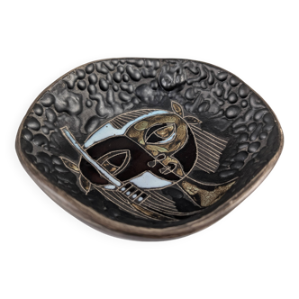 Relief Ceramic Bowl att. Marcello Fantoni, 1950s