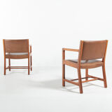 Set of 2 armchairs Borge Mogensen for Soborg mobelfabrik, Denmark 1960