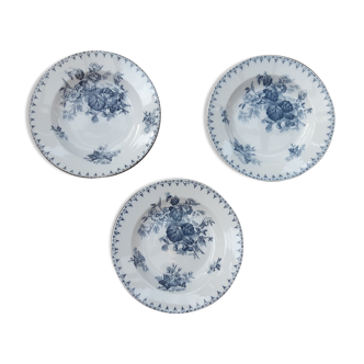 Lot de 3 assiettes Sarreguemines Flore