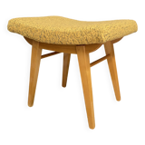 Tabouret, repose-pieds en laine jaune, années 1960