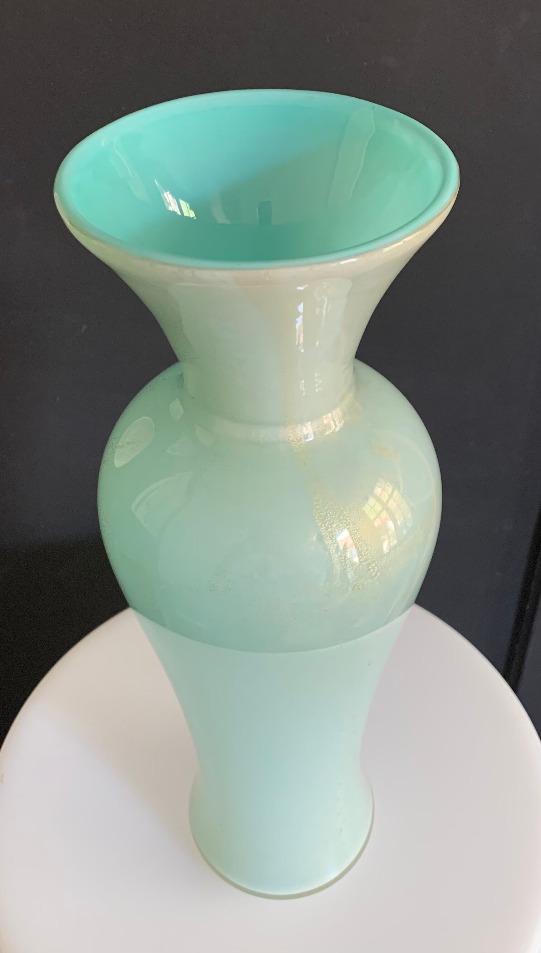 Murano - turquoise lined glass vase