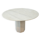 Round Belgian travertine dining table