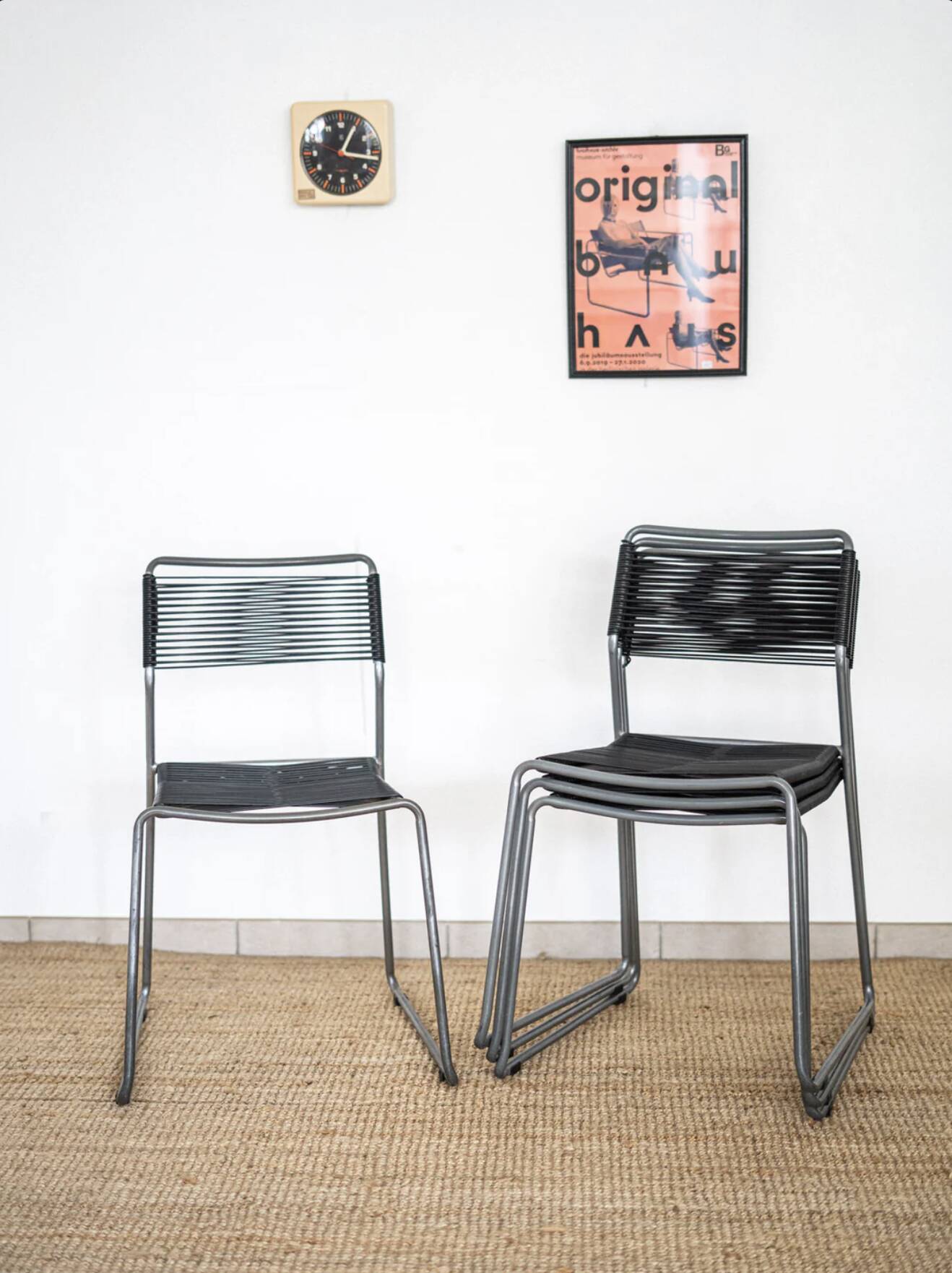 Ensemble de 4 chaises en scoubidou noir