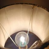 Chic retro lamp with a bronze pagoda fringe shade, 1950.