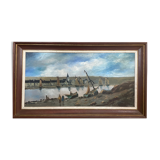 Old painting Max Erich Nicolas XXth Marine