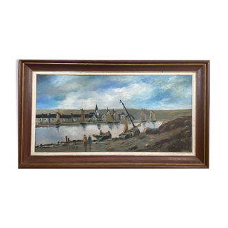 Tableau peinture ancienne Max Erich Nicolas XXe Marine