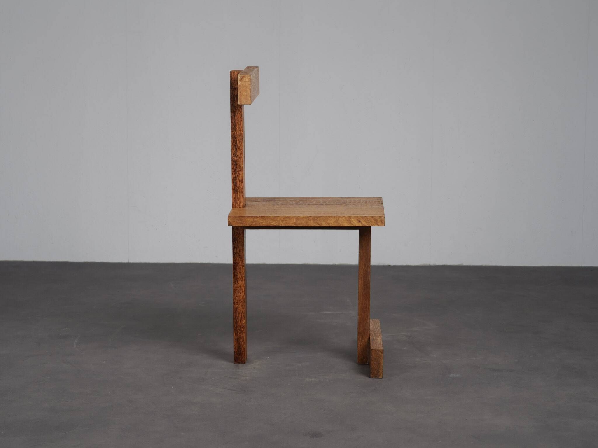 Rare pair of modernist T-back chairs, Netherlands, 1960s