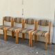Suite of 4 chairs self beech brass and wool 1960