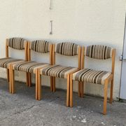 Suite de 4 chaises self hêtre laiton et laine 1960