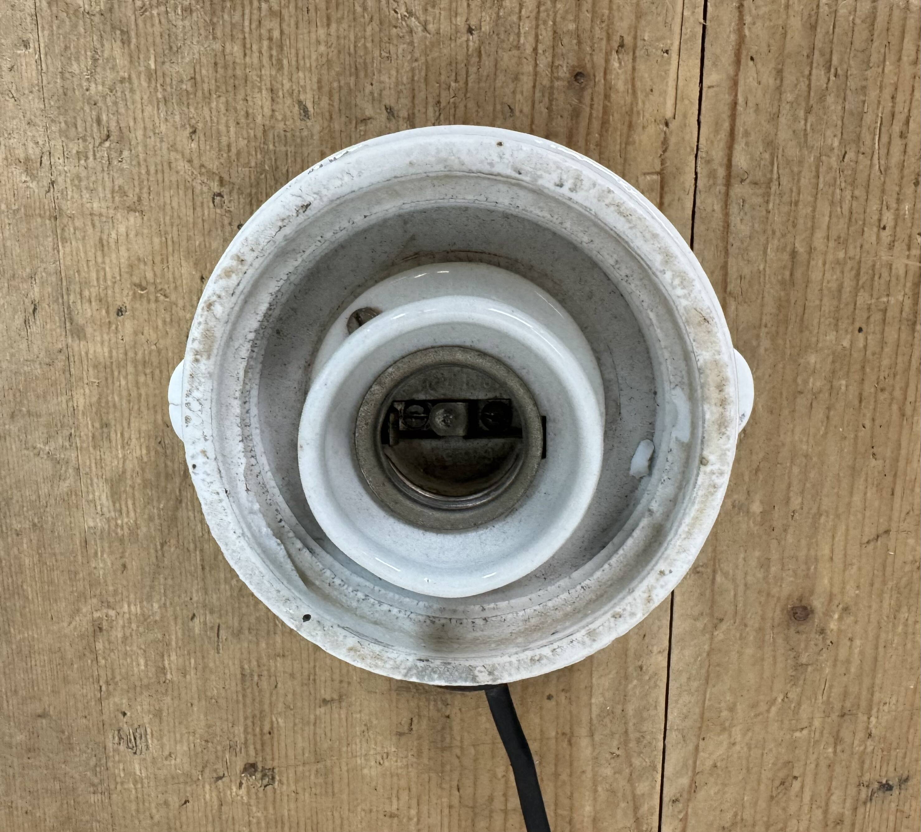 Vintage Porcelain Ceiling Light with Milk Glass , 1950s