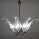 Extraordinary Large Transparent Murano Glass Leaves Chandelier by Franco Lu