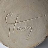 Glazed ceramic pitcher signed C - Tasey