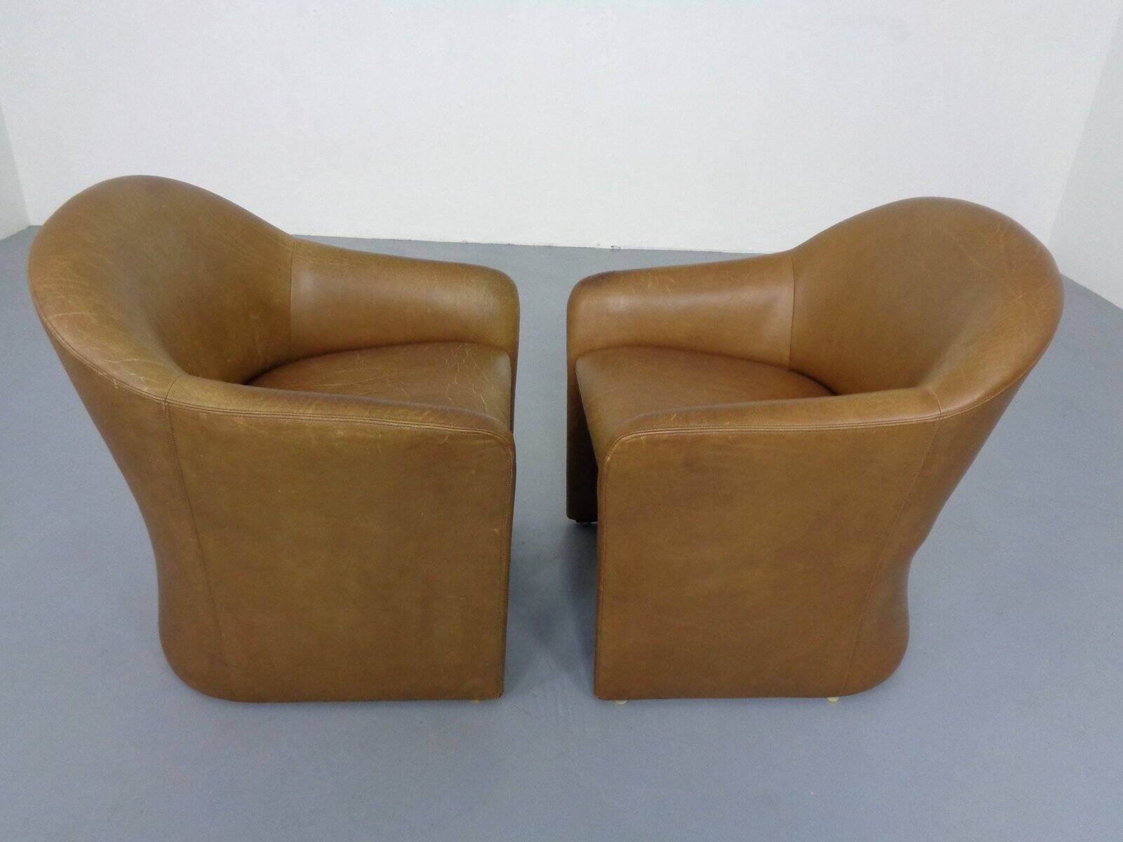 Set of Mid-Century German Leather Cocktail Chairs by Walter Knoll, 1960s