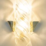 Paire de grandes appliques murales angulaires en verre Murano par Hillebrand, Allemagne, années 1960