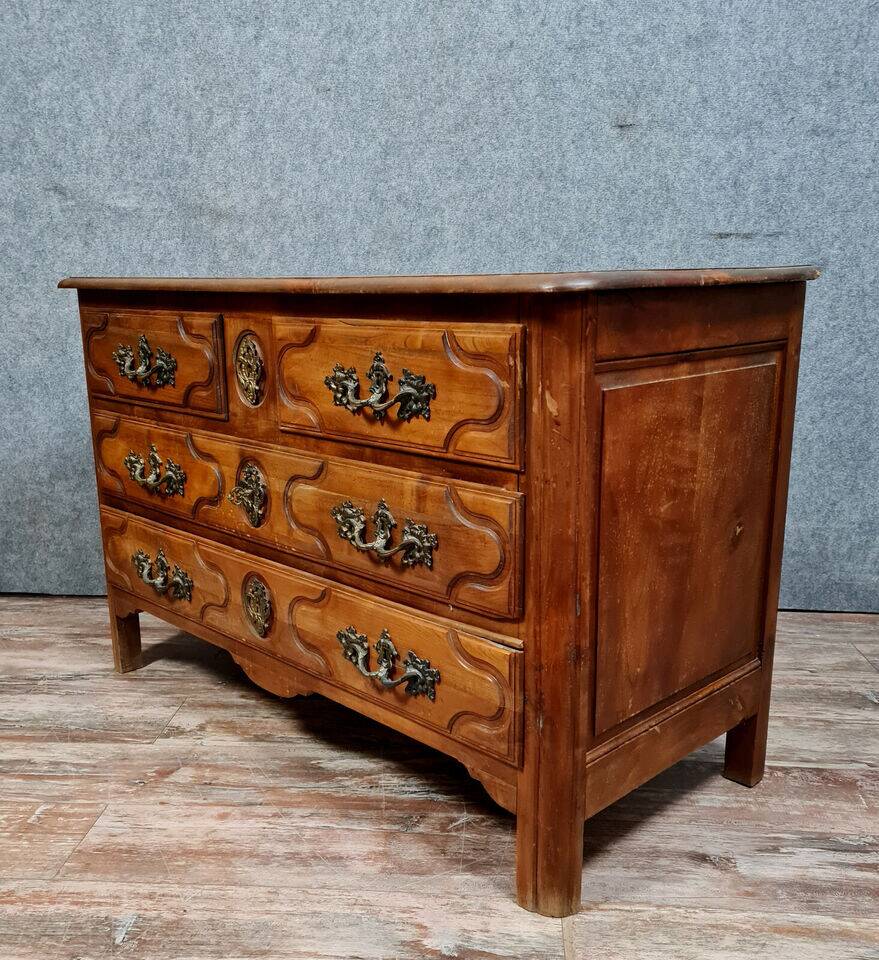 Commode arbalète style Louis XV en merisier massif vers 1900-1920