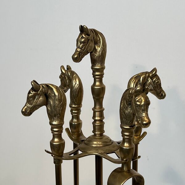 Nécessaire de feu en laiton modèle tête de cheval