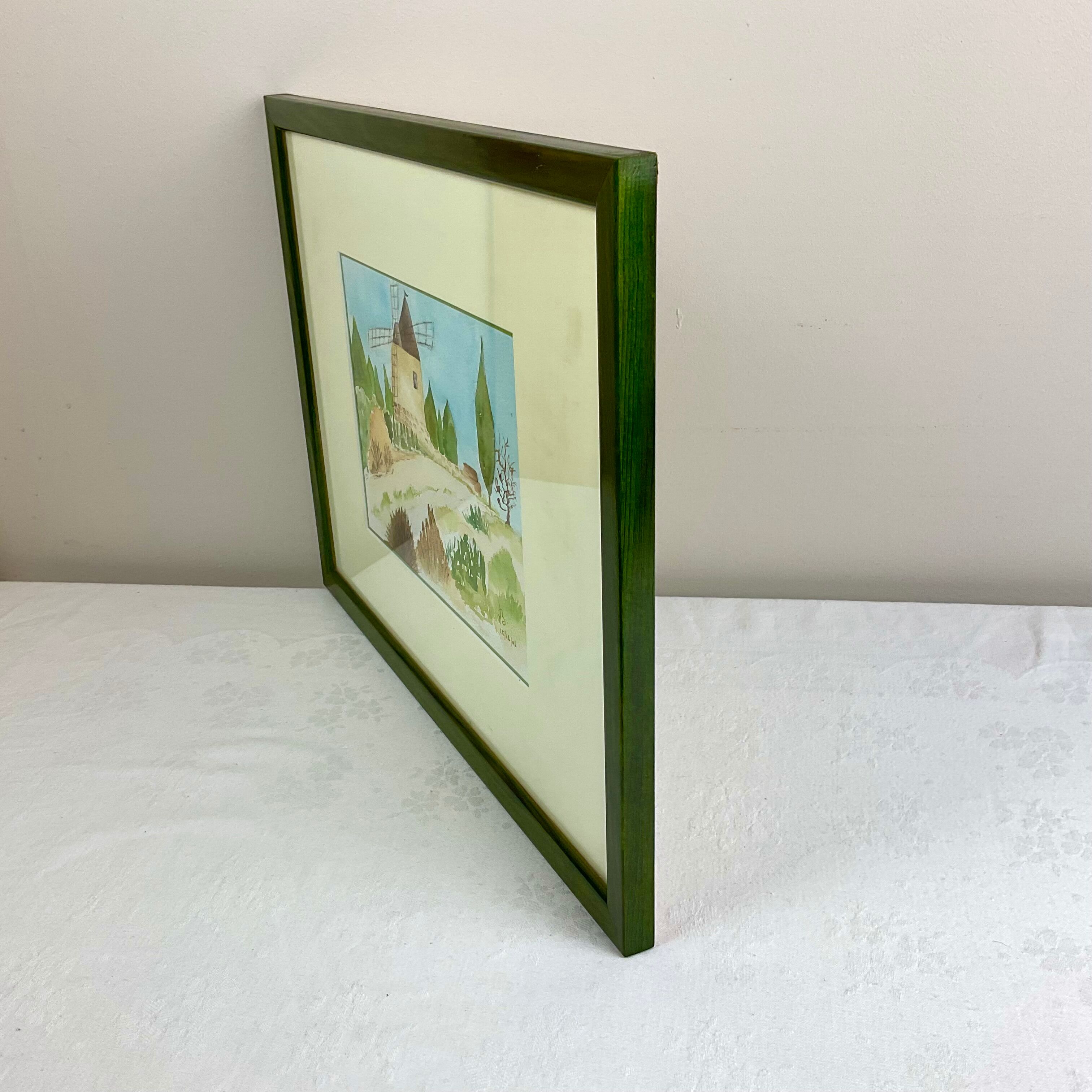 Watercolor painting wooden frame