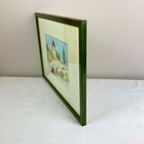 Tableau aquarelle cadre en bois