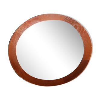 Scandinavian round mirror in teak made in Denmark
