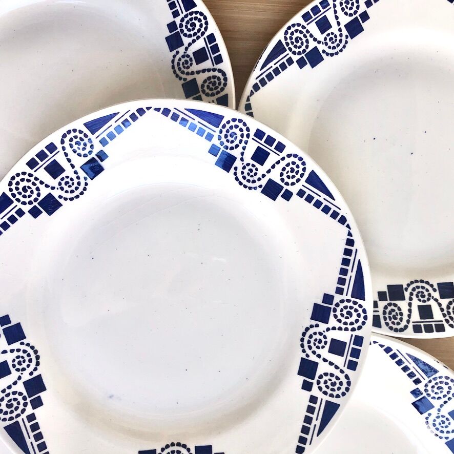 5 plates dessert Art Deco