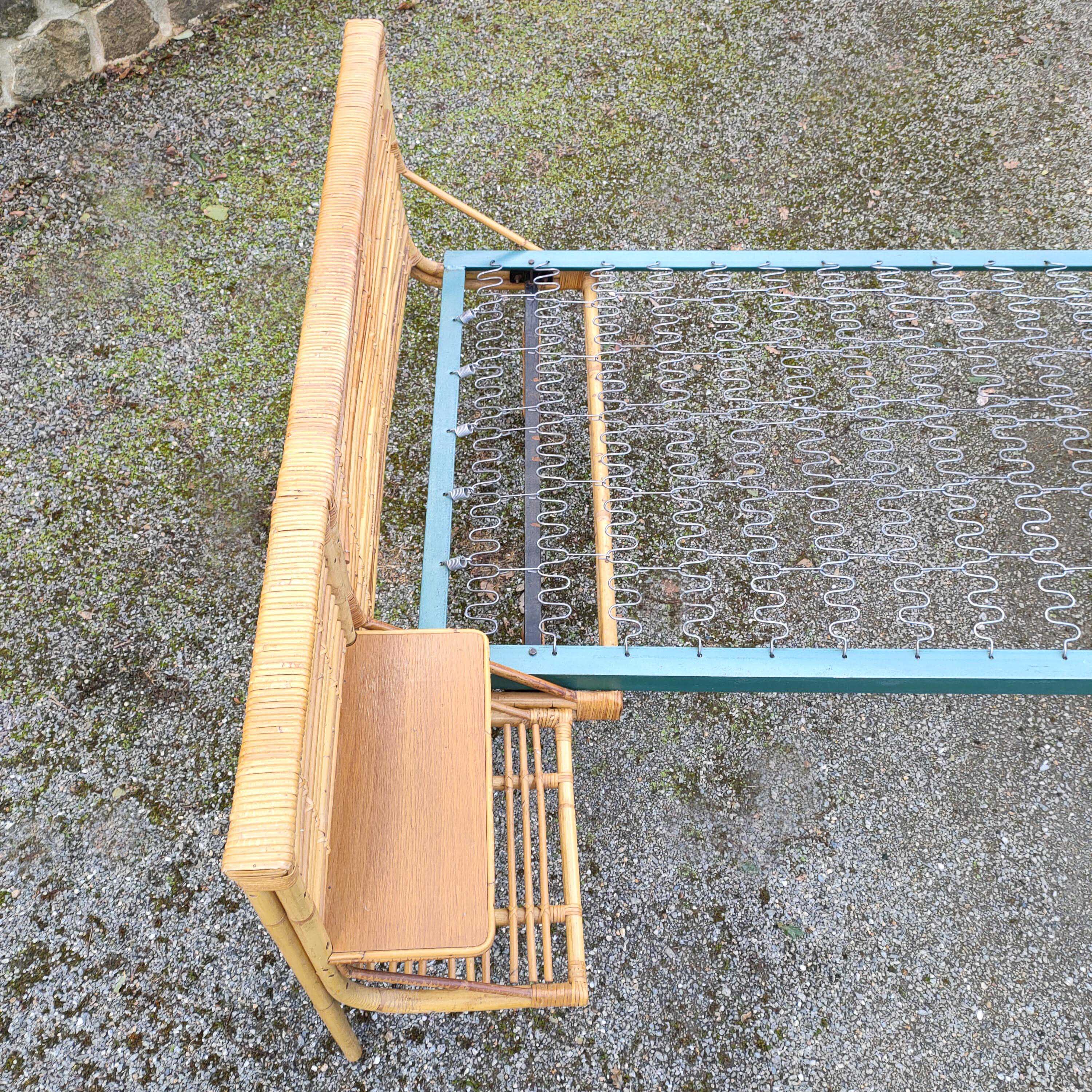 Vintage rattan bed and bedside