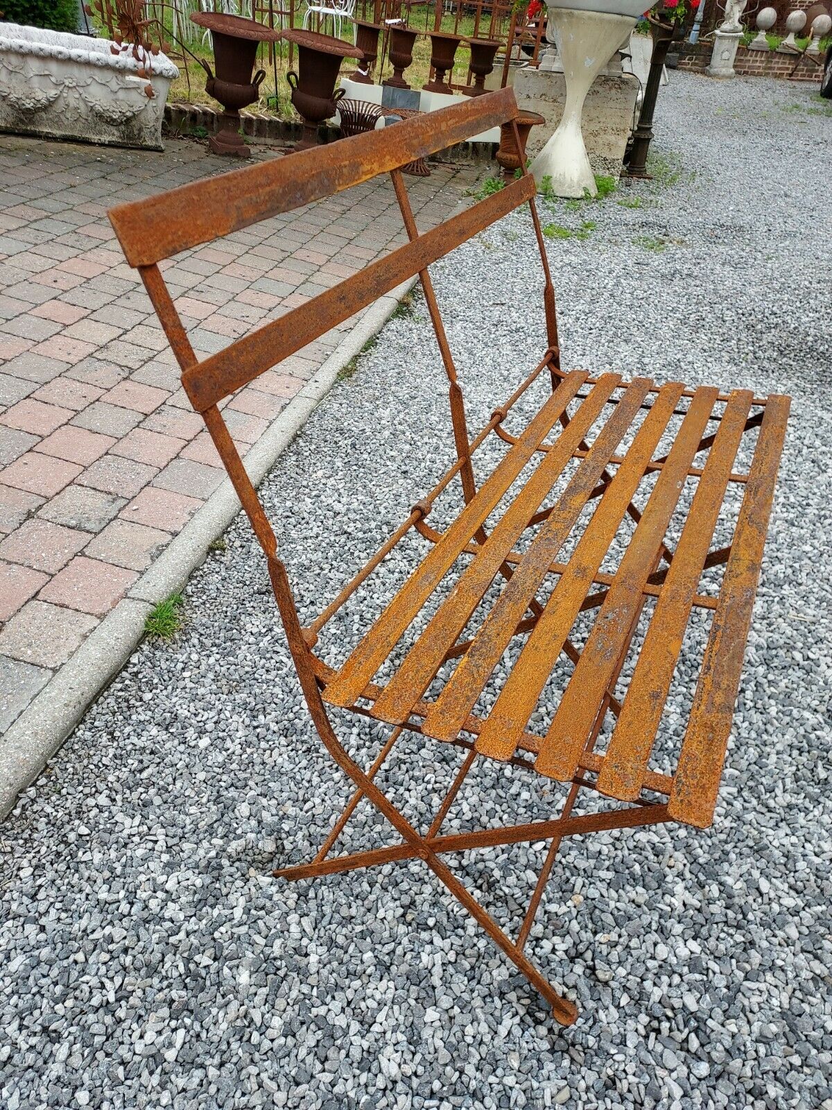 Iron garden bench