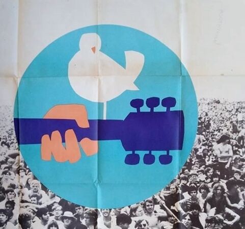 Vintage poster original 1970 woodstock jimi hendrix santana joe cocker joan baez concert 120x160