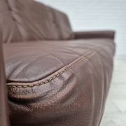 1970s, Danish 3-seater sofa, original brown leather.