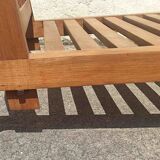 Pair of heaters 60s solid teak two-tone cushions