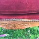 Louis XV style carved wooden shepherdess chair. Red velvet