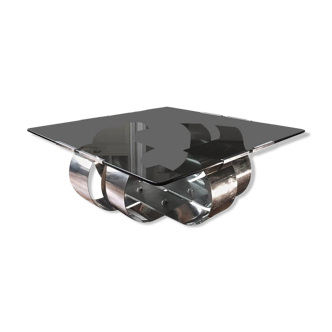 Coffee table polished steel circa 1970