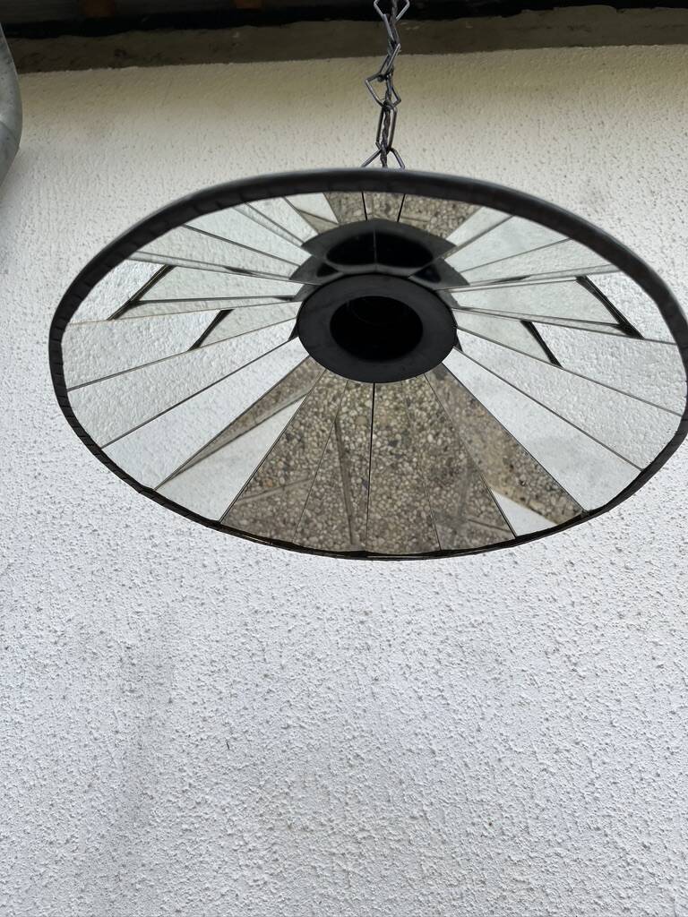 Industrial metal pendant light with mirror