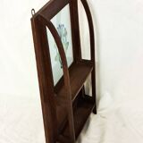 Art nouveau oak wall shelf with built-in frame