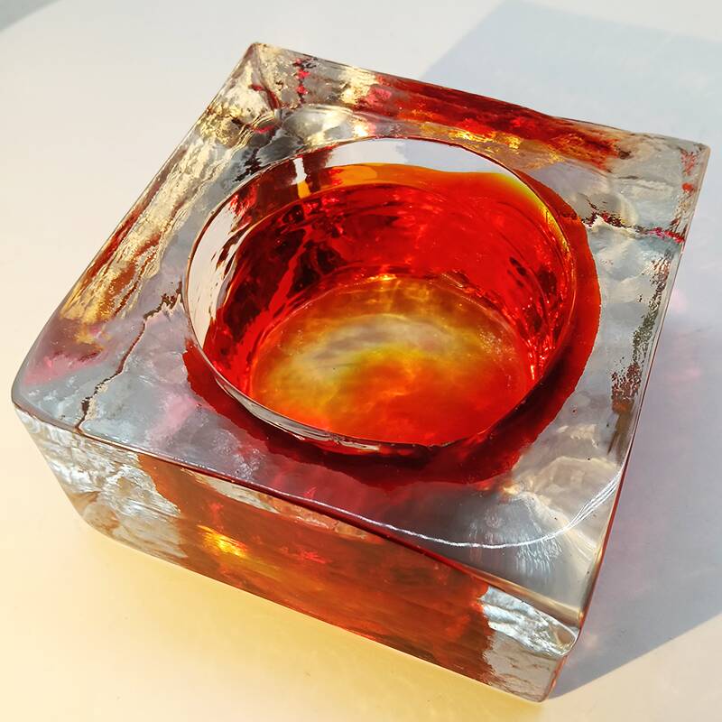 Cendrier carré en verre de Murano fait à la main, années 1960