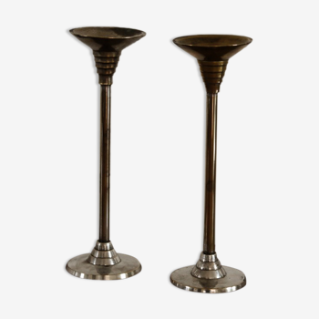 Pair of art deco style candle holders