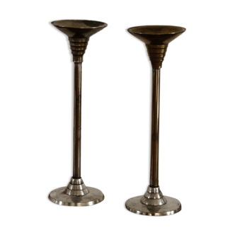 Pair of art deco style candle holders